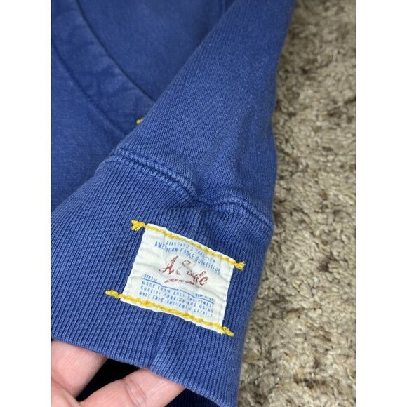 AMERICAN EAGLE Varsity Hoodie Heavyweight Thick Sweatshirt Y2k 90s Track LARGE - Picture 9 of 11